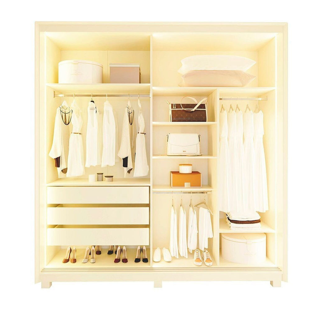 Guarda-Roupa Casal 2 Portas Reflecta Gelius Móveis Platinum Bege/Off White