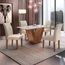 Conjunto Sala de Jantar Yescasa Espanha Mesa Tampo de Vidro 4 Cadeiras
