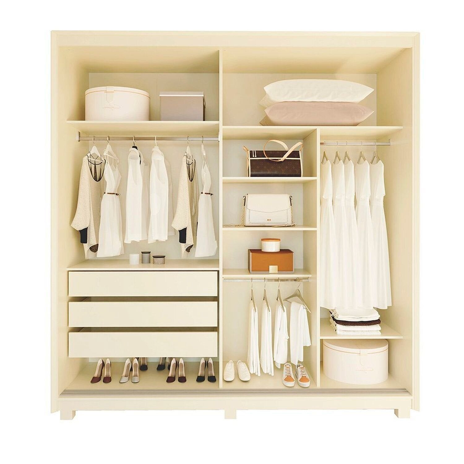 Guarda-Roupa Casal 2 Portas Reflecta Gelius Móveis Platinum Bege/Off White