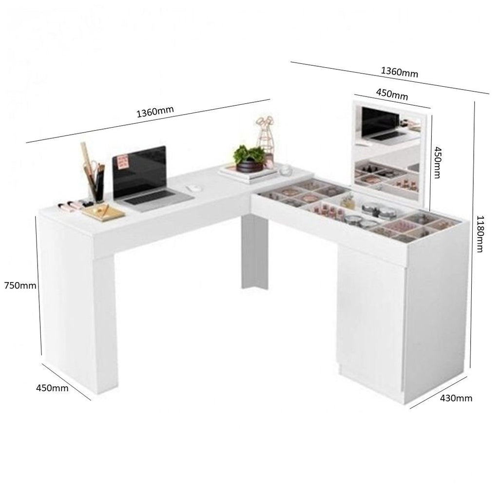 Mesa de Escritório Escrivaninha de Canto Penteadeira Belaflex Star 1 Porta
