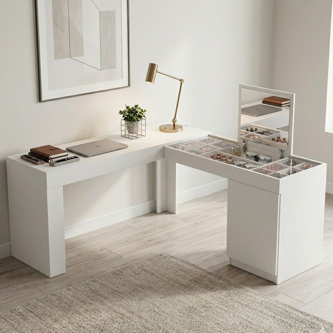 Mesa de Escritório Escrivaninha de Canto Penteadeira Belaflex Star 1 Porta