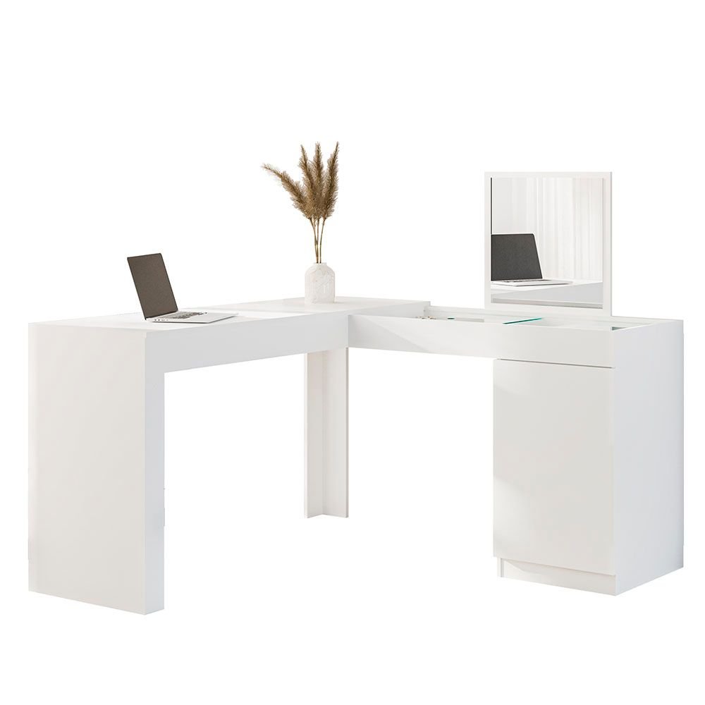 Mesa de Escritório Escrivaninha de Canto Penteadeira Belaflex Star 1 Porta