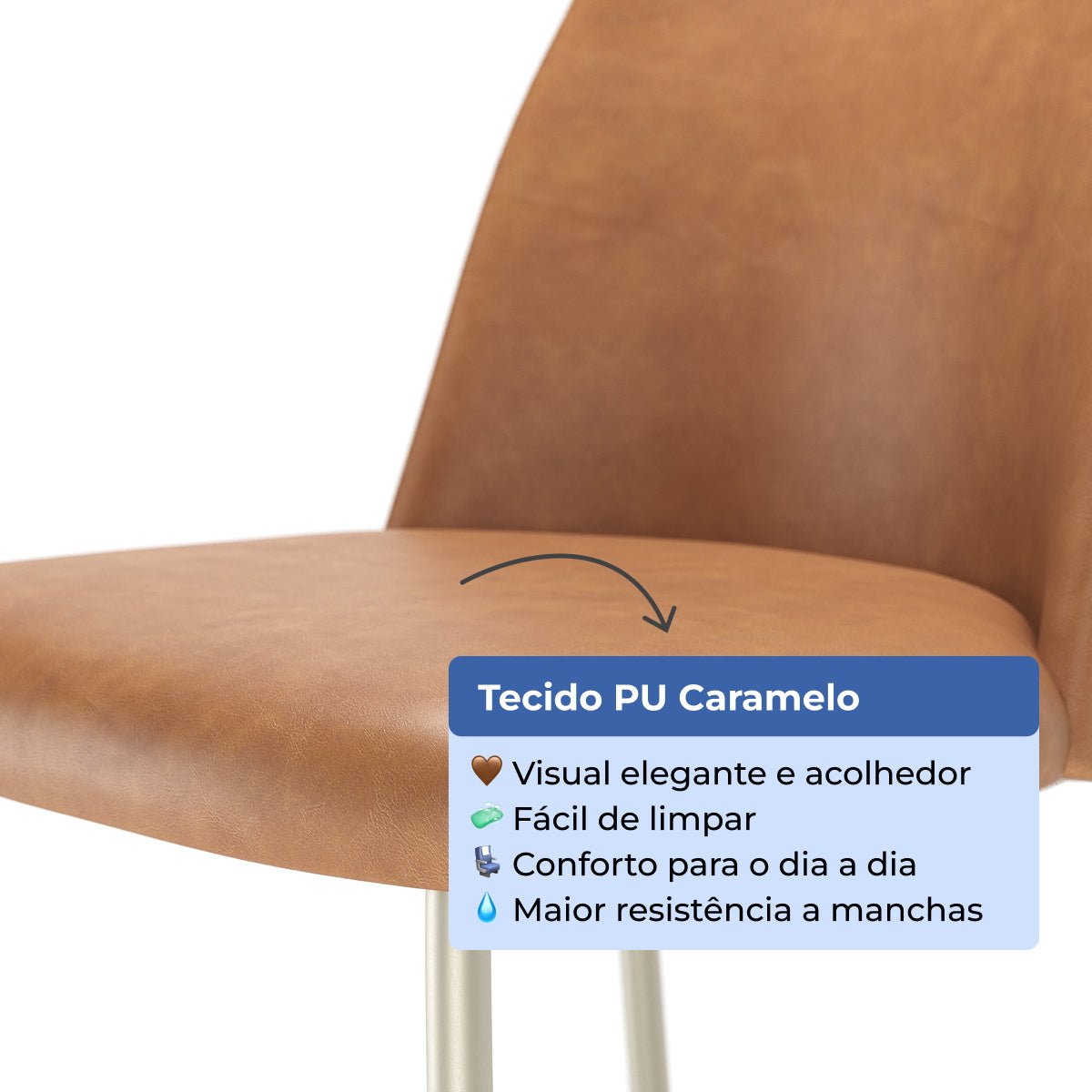 Banqueta Alta de Aço Estofada Lucille Champanhe