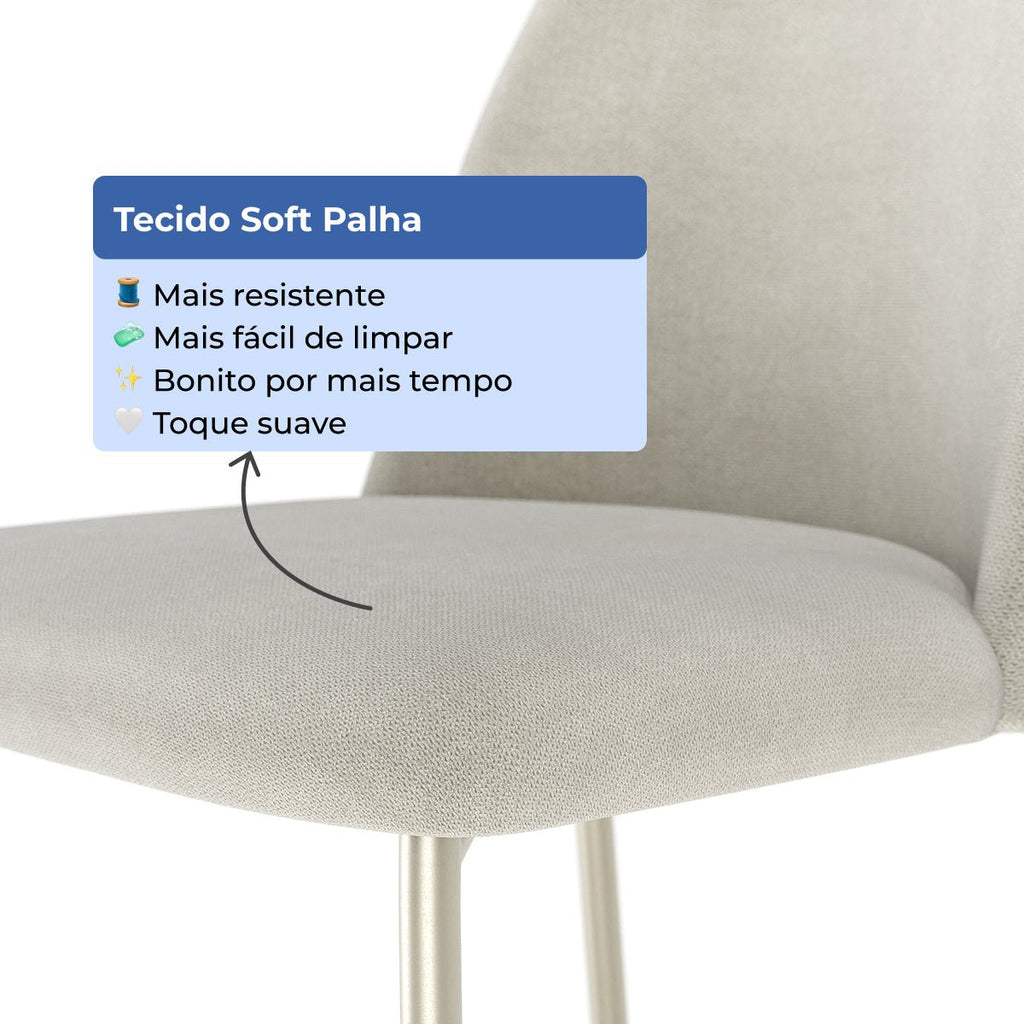 Banqueta Alta de Aço Estofada Lucille Champanhe
