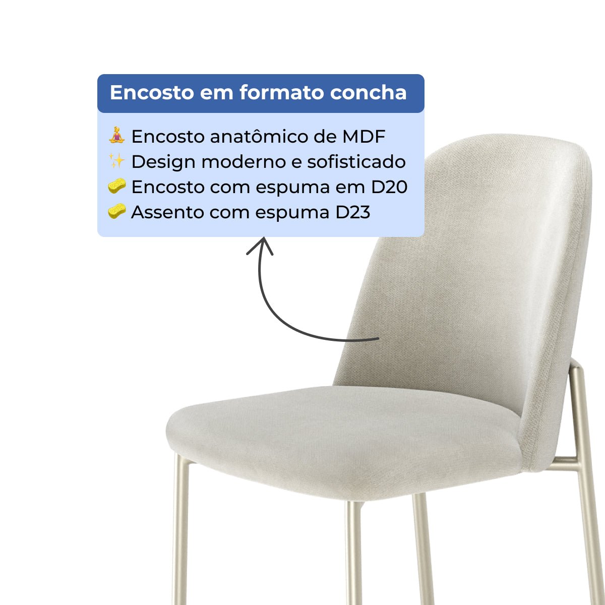 Banqueta Alta de Aço Estofada Lucille Champanhe