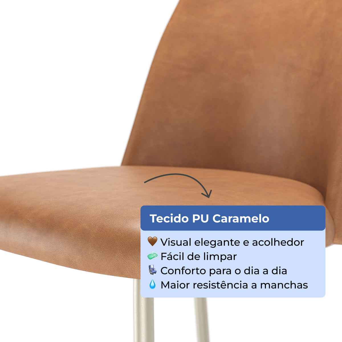 Conjunto de 4 Banquetas Altas de Aço Estofada Lucille