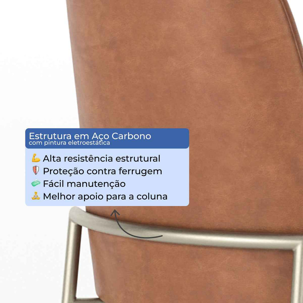Conjunto de 4 Banquetas Altas de Aço Estofada Lucille