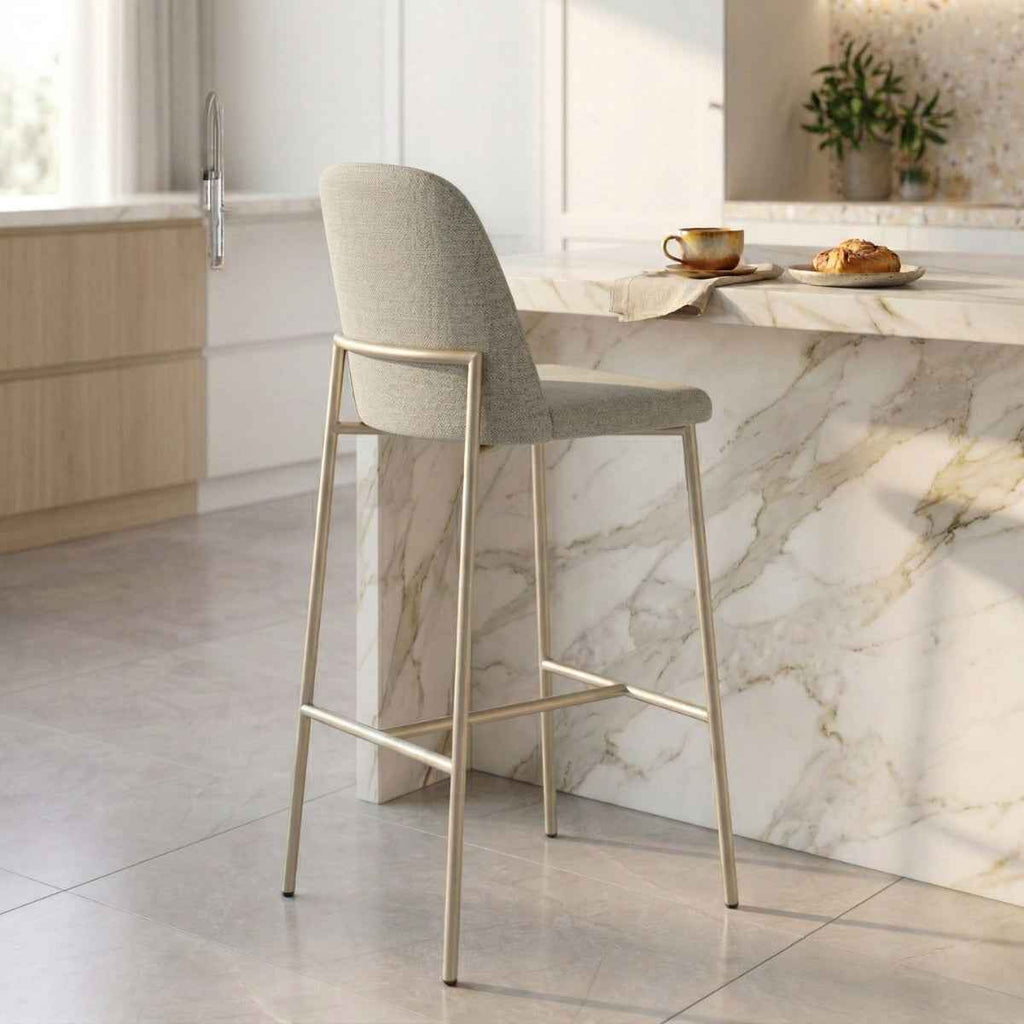 Conjunto de 8 Banquetas Altas de Aço Estofada Lucille