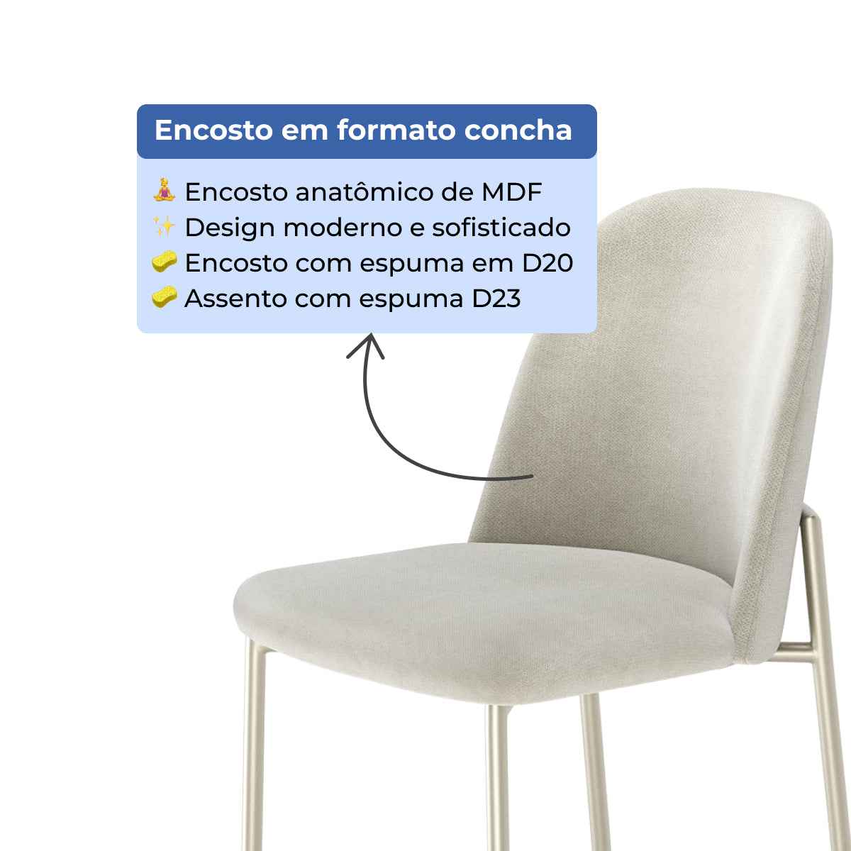 Conjunto de 8 Banquetas Altas de Aço Estofada Lucille