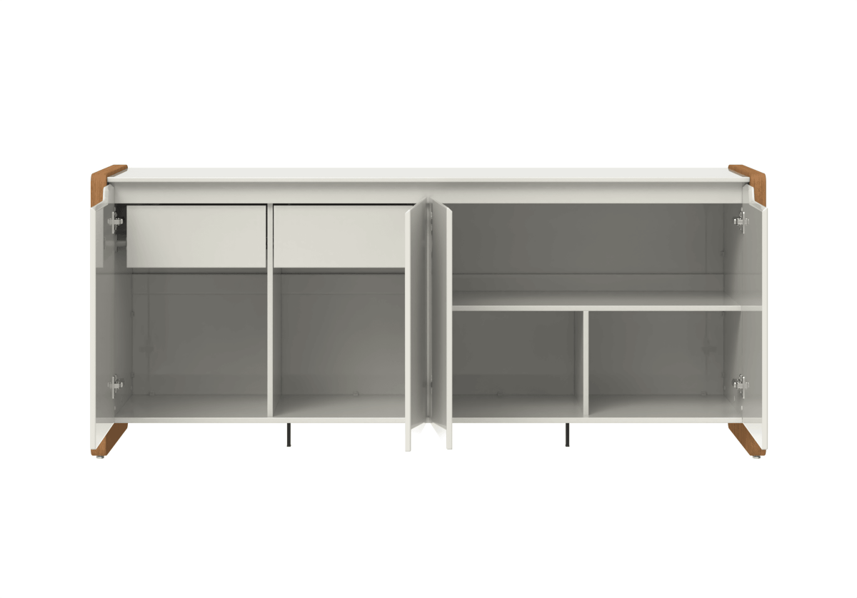 Buffet 4 Portas 2 Gavetas Bristol 189 cm Off-White Fosco com Natural