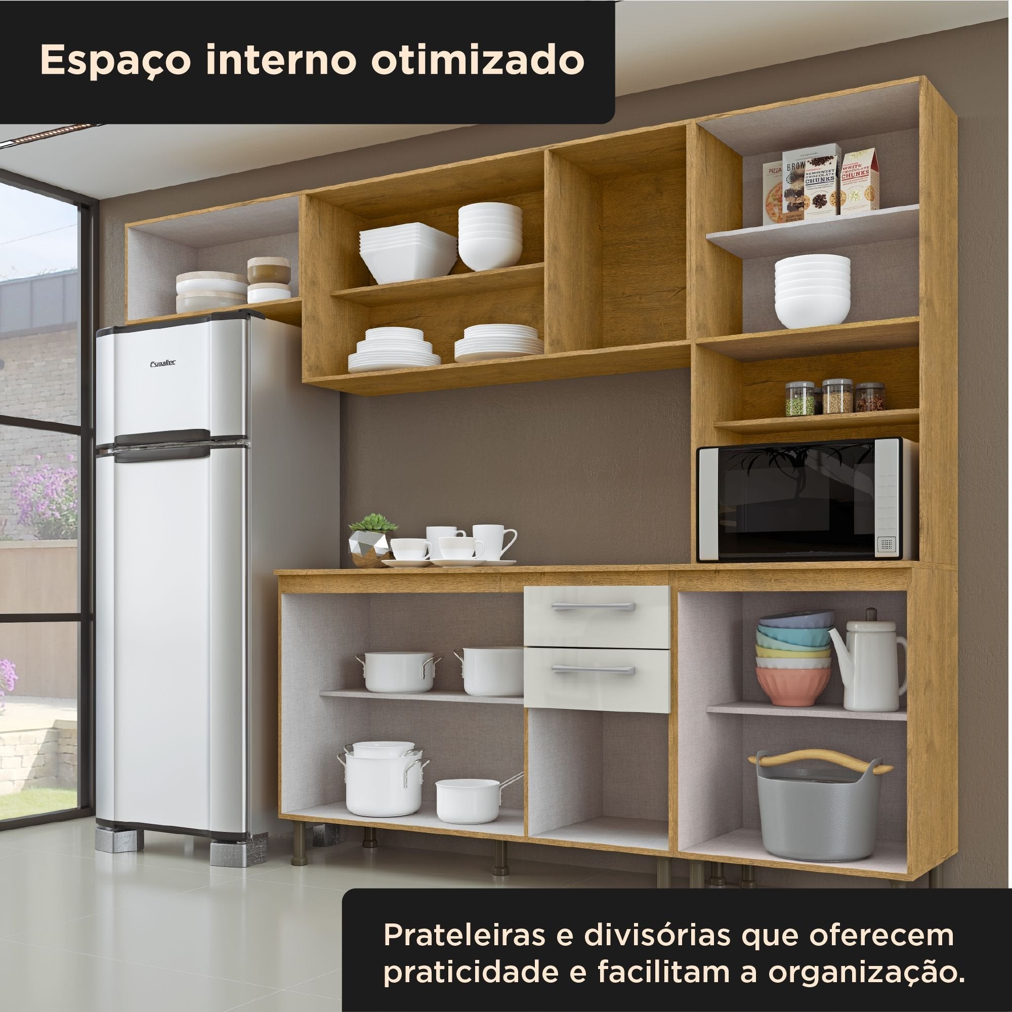 Yescasa Cozinha Compacta 4 Peças Lara com Balcão