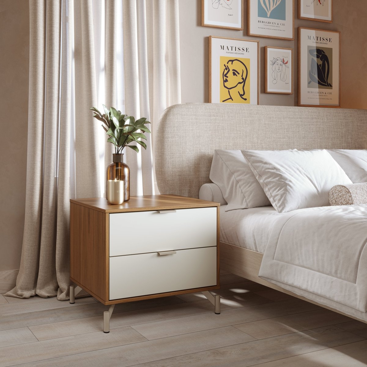 Cômoda com 6 Gavetas e 2 Mesas de Cabeceira Glow