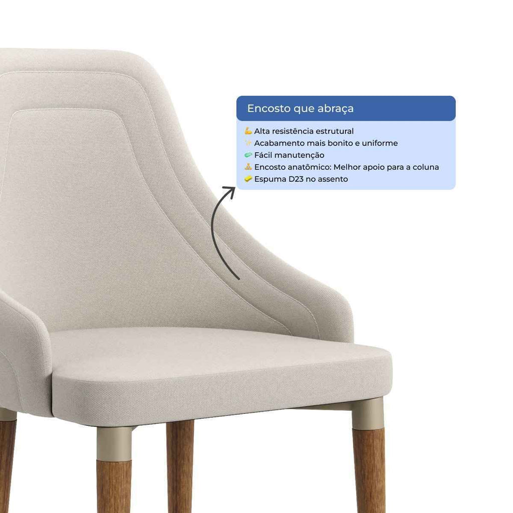 Conjunto de Jantar Mesa Retangular com Vidro Donatella 8 Cadeiras Evelyn