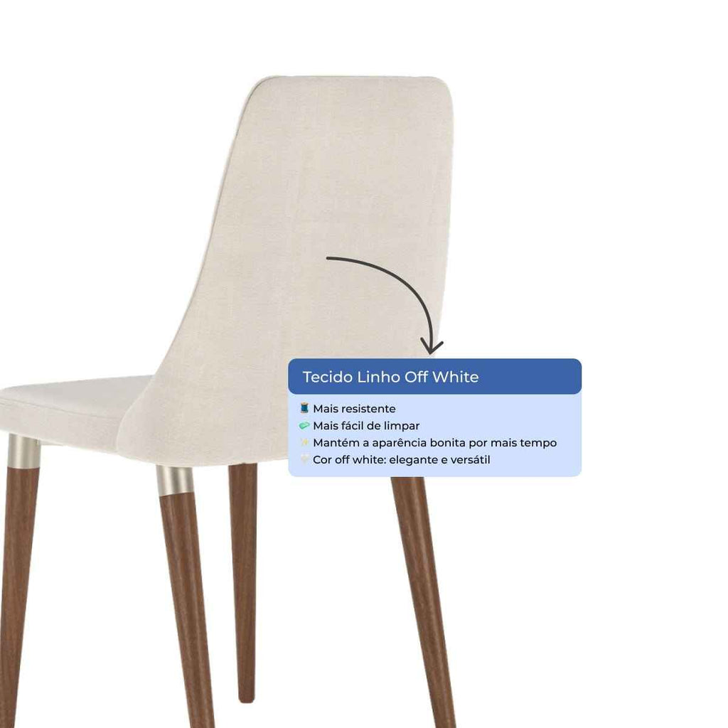 Conjunto de Jantar Mesa Retangular com Vidro Addar 6 Cadeiras Loren