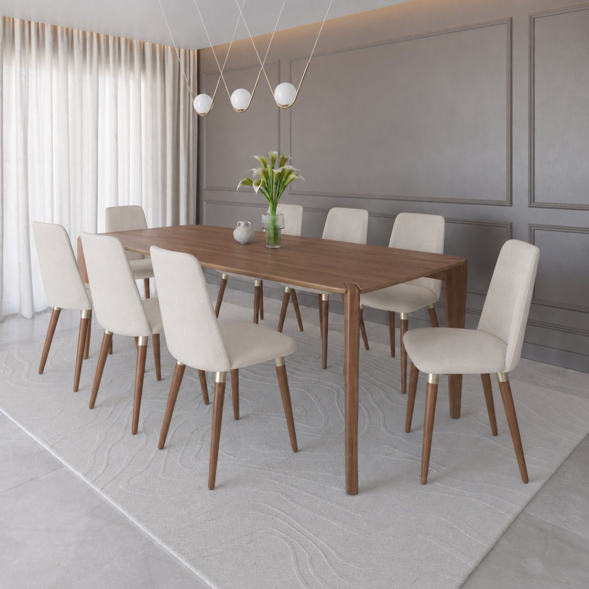 Conjunto de Jantar Mesa Retangular Harmony 8 Cadeiras Giratórias Dakota