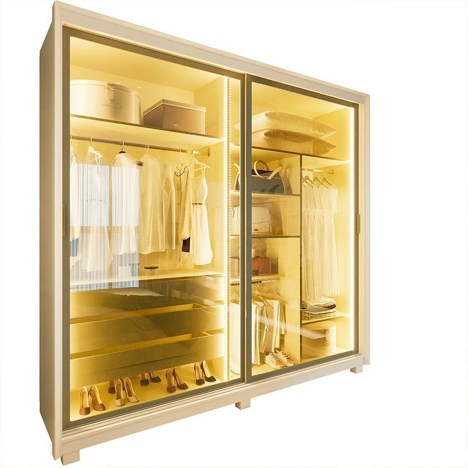 Guarda-Roupa Casal 2 Portas Reflecta Gelius Móveis Platinum Bege/Off White