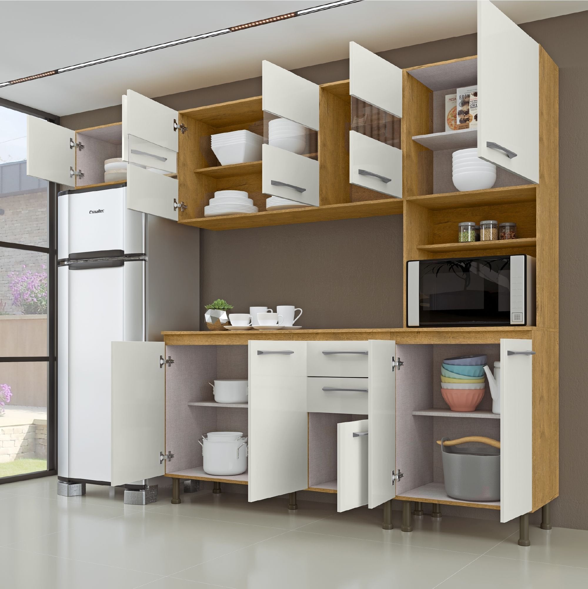 Yescasa Cozinha Compacta 4 Peças Lara com Balcão