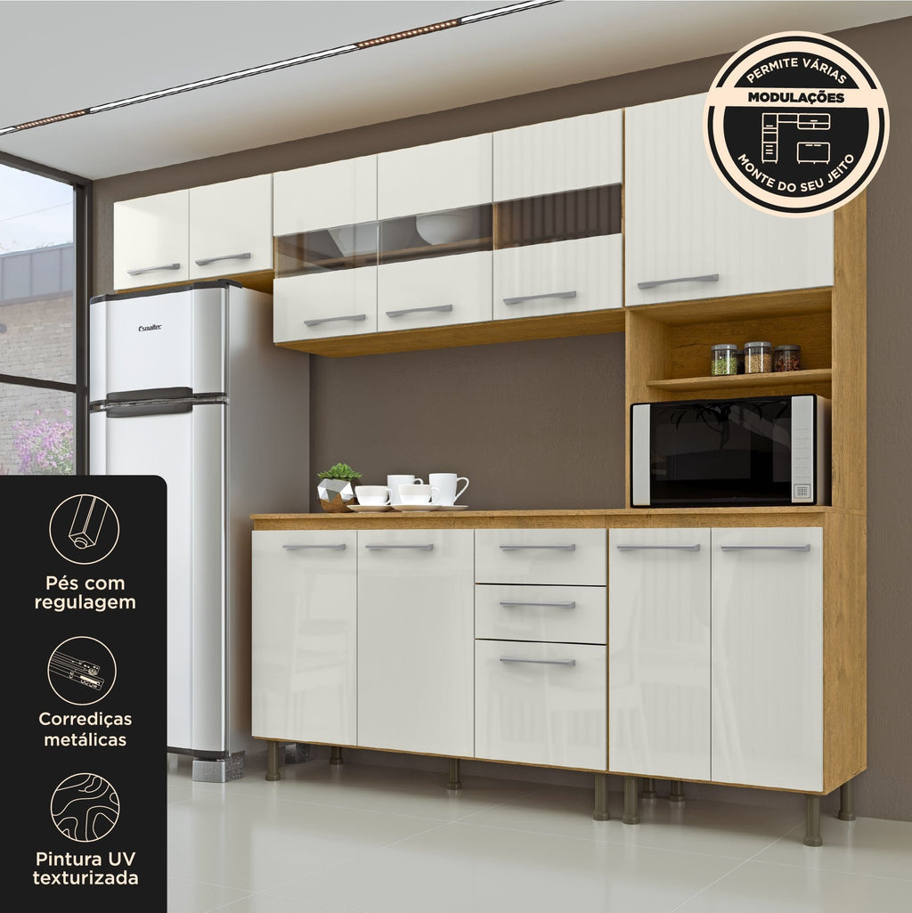 Yescasa Cozinha Compacta 4 Peças Lara com Balcão