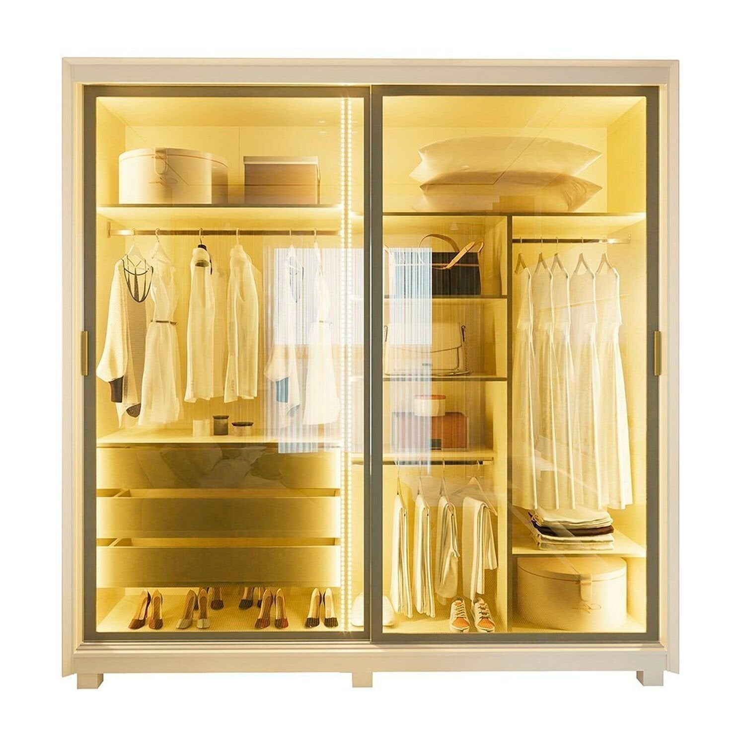 Guarda-Roupa Casal 2 Portas Reflecta Gelius Móveis Platinum Bege/Off White