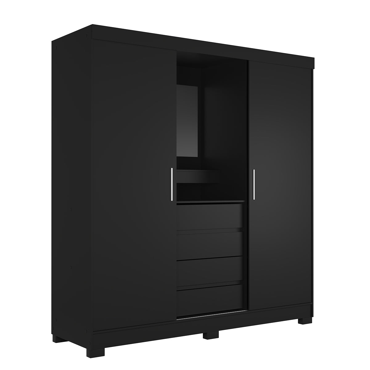 Guarda-Roupa Casal com Espelho 2 Portas de Correr 4 Gavetas Ítalo