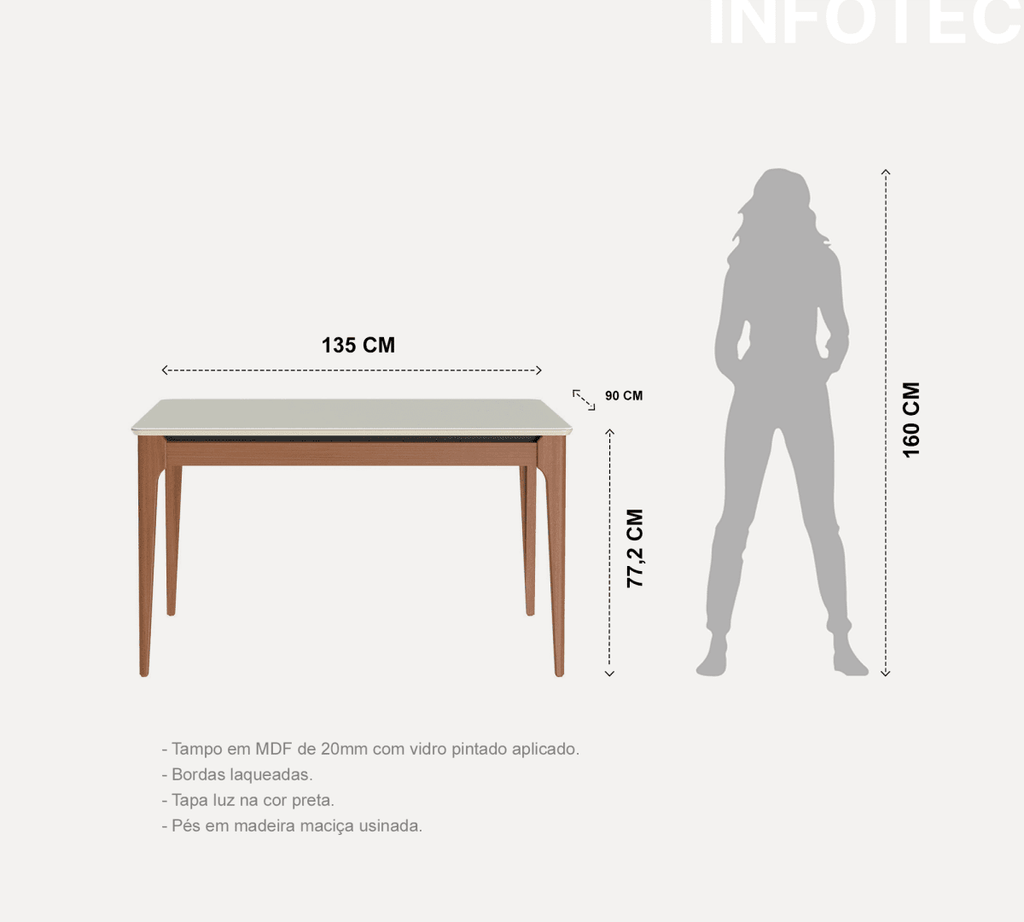 Conjunto de Jantar Mesa Retangular com Vidro Addar 4 Cadeiras Loren