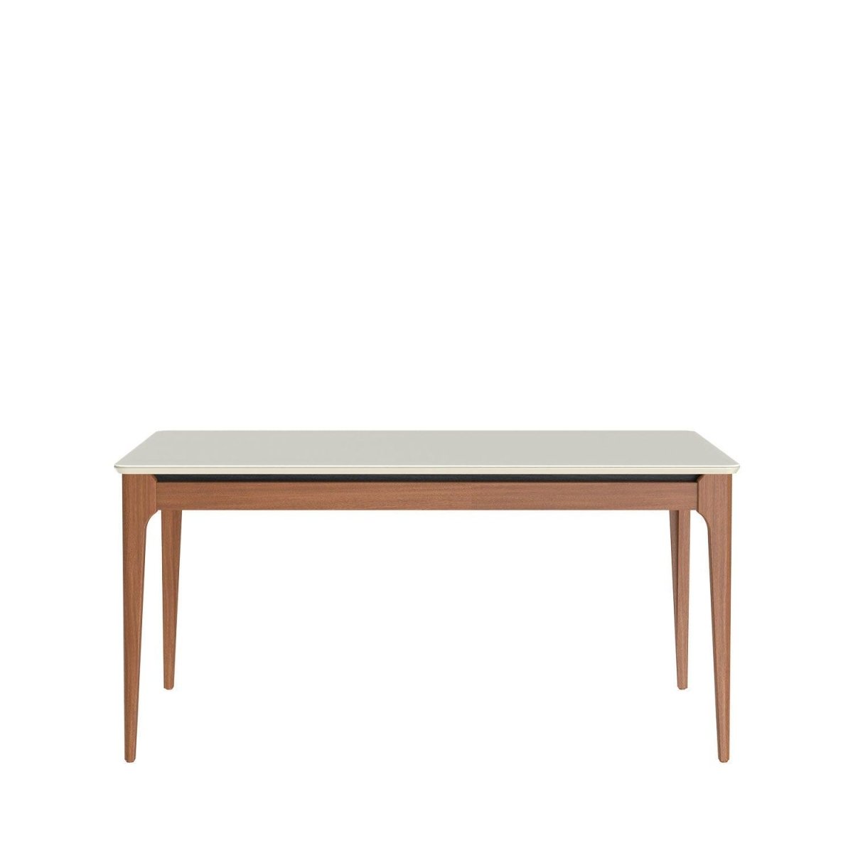 Mesa de Jantar Retangular com Vidro para 4 Lugares Addar 135 cm Natural com Off-White Fosco