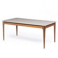 Mesa de Jantar Retangular com Vidro para 6 Lugares Addar 160 cm Natural com Off-White Fosco