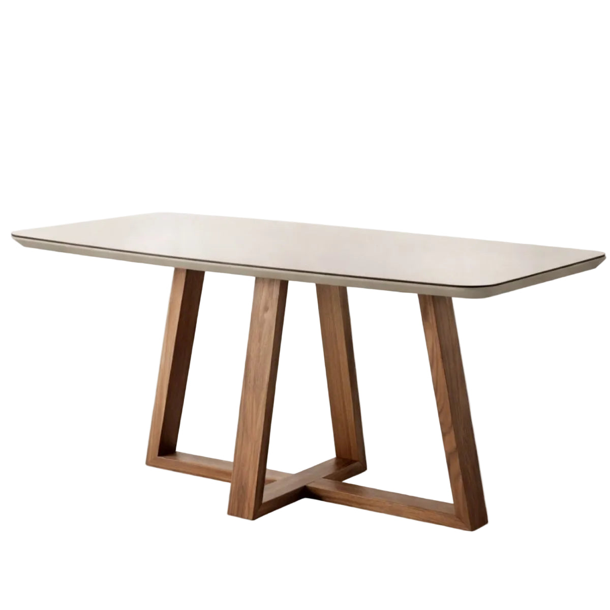 Mesa de Jantar Retangular com Vidro para 6 Lugares Bennett 160cm Natural com Off-White Gloss