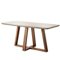 Mesa de Jantar Retangular com Vidro para 6 Lugares Bennett 180cm Natural com Off-White Gloss