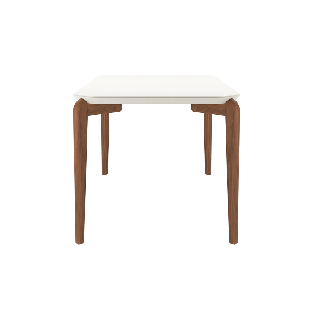 Mesa de Jantar Retangular com Vidro para 4 Lugares Donatella 135cm Off-White Fosco com Natural