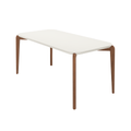 Mesa de Jantar Retangular com Vidro para 8 Lugares Donatella 220cm Off-White Fosco com Natural