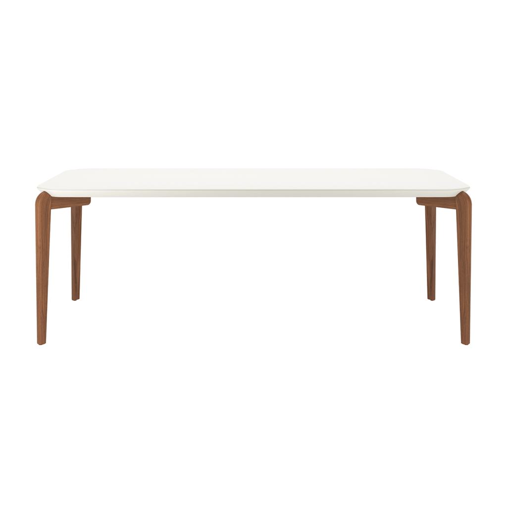 Mesa de Jantar Retangular com Vidro para 8 Lugares Donatella 220cm Off-White Fosco com Natural