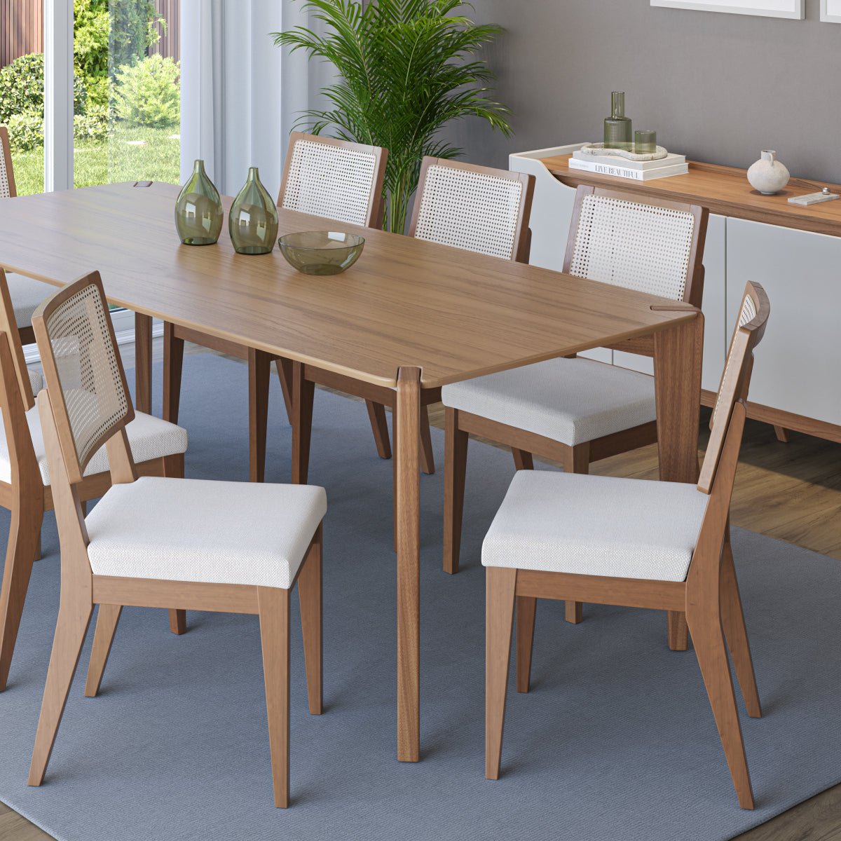Mesa de Jantar Retangular para 8 Lugares Harmony 219cm Natural com Canella