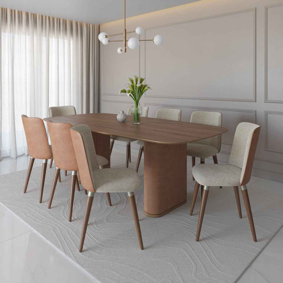 Mesa de Jantar Retangular para 8 Lugares Lintz 219cm