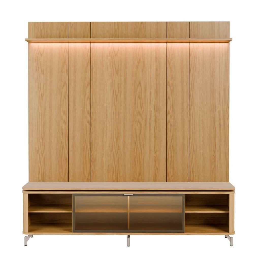 Rack com Painel para TV até 85 Polegadas Vidro Reflecta 100% MDF com Led Lincoln Float 215cm