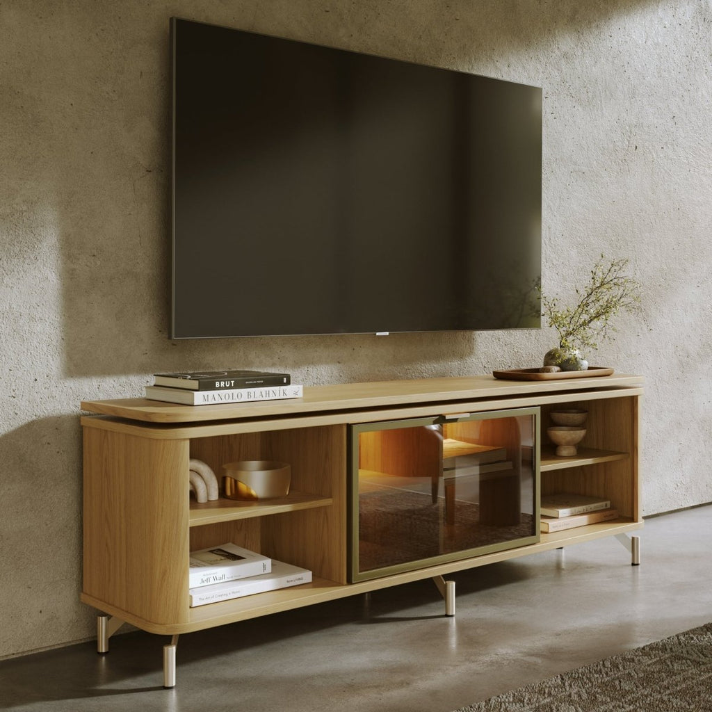 Rack para TVs até 75 Polegadas 100% MDF 1 Porta com Vidro Reflecta Lincoln Float 169cm