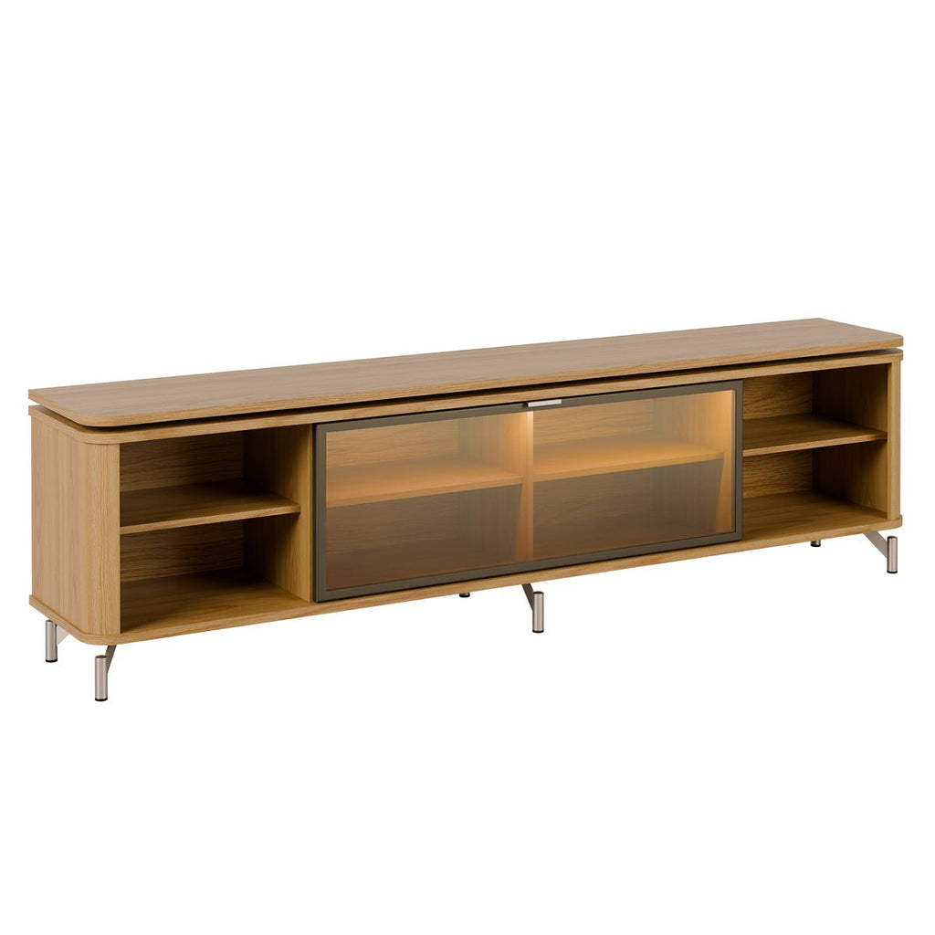 Rack com Painel para TV até 85 Polegadas Vidro Reflecta 100% MDF com Led Lincoln Float 215cm