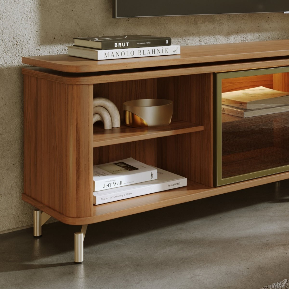 Rack para TVs até 85 Polegadas 100% MDF 1 Porta com Vidro Reflecta Lincoln Float 212cm