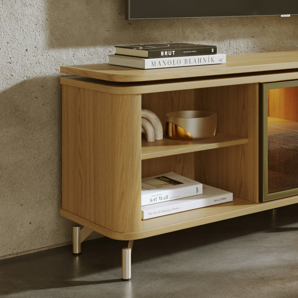 Rack para TVs até 75 Polegadas 100% MDF 1 Porta com Vidro Reflecta Lincoln Float 169cm