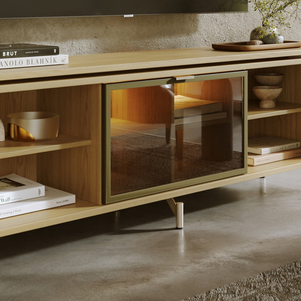 Rack para TVs até 75 Polegadas 100% MDF 1 Porta com Vidro Reflecta Lincoln Float 169cm